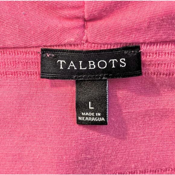 Talbots Open Cardigan Large Pink Lightweight Textured Woven Stretch Patch Pocket - Picture 11 of 12
